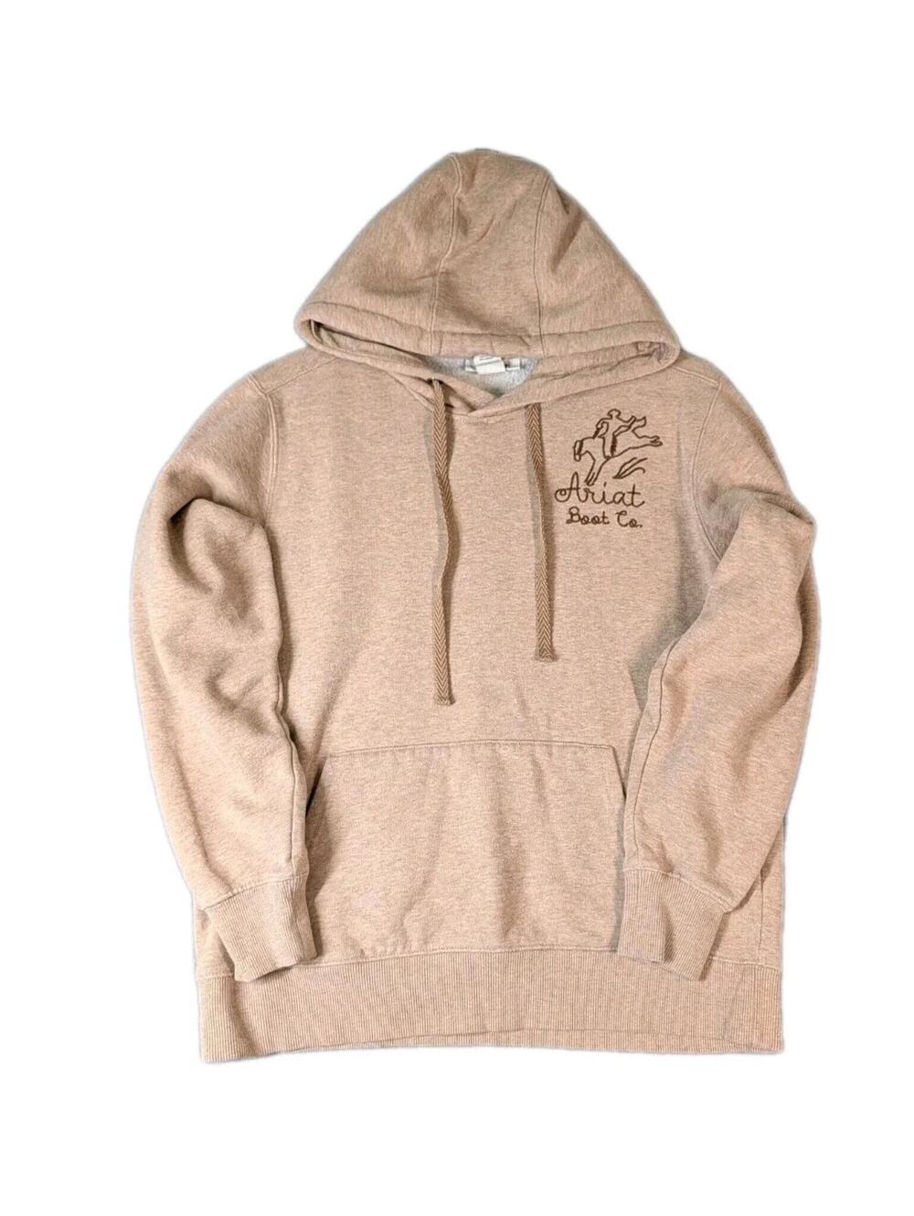 Ariat Womens Medium Beige Western Rodeo Pullover Hoodie Ranch Cowgirl Soft